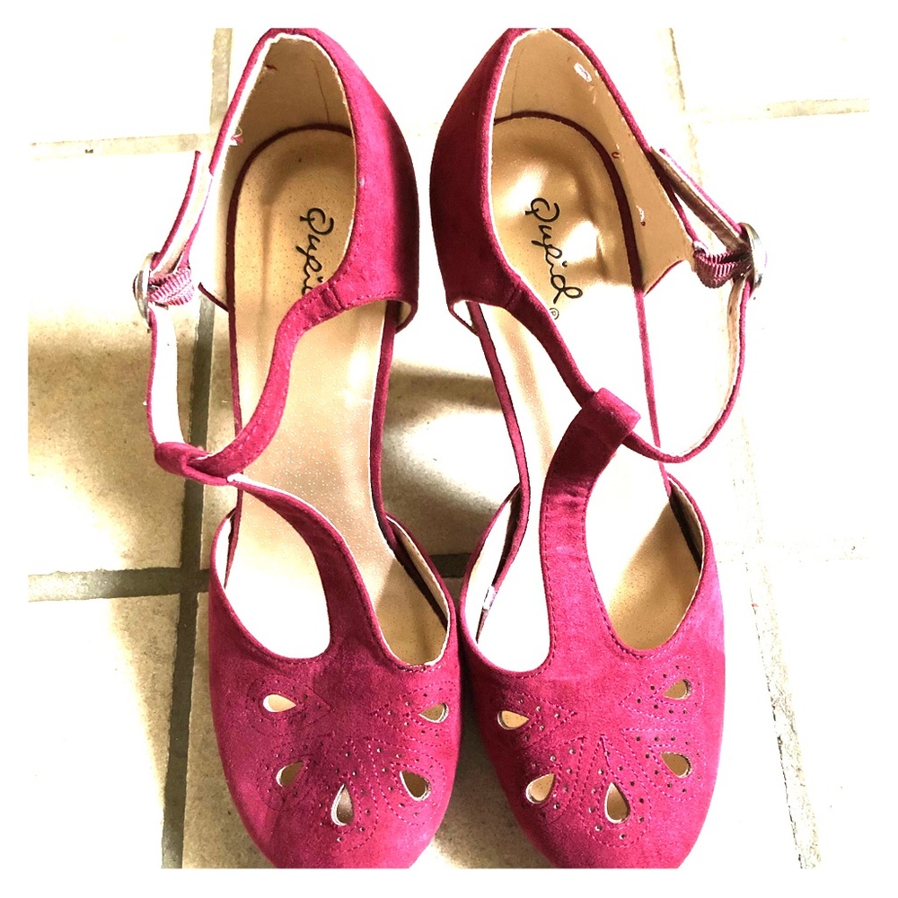 ModCloth Cupid Retro Red Suede Heels